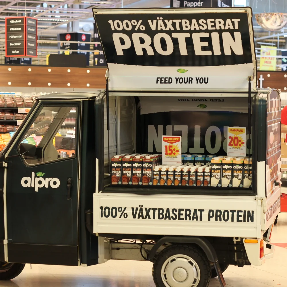 Butiksdemo för alpro med eventfordon